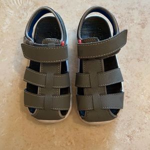 See Kai Run Boys Grey Leather Sandal size 9